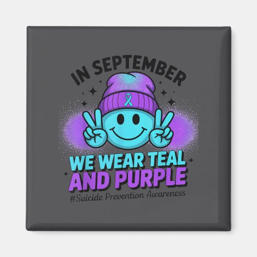 In September We Wear Teal And Purple Suicide Preve マグネット (正面)
