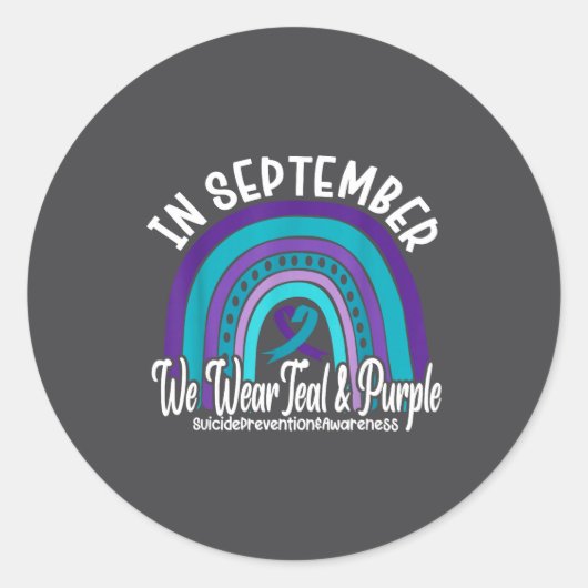 In September We Wear Teal And Purple Suicide Preve ラウンドシール (正面)