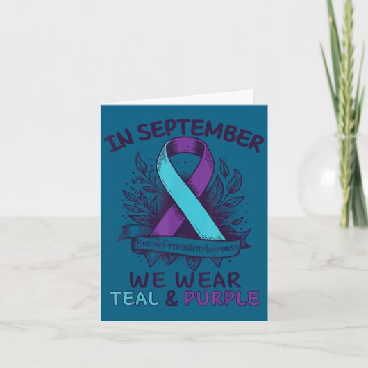 In September We Wear Teal Purple Ribbon Suicide Pr カード (正面)