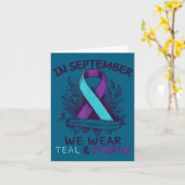In September We Wear Teal Purple Ribbon Suicide Pr カード (黄色い花)