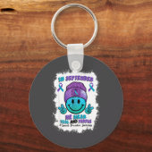 In September We Wear Teal Purple Ribbon Suicide Pr キーホルダー (正面)