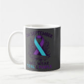 In September We Wear Teal Purple Ribbon Suicide Pr コーヒーマグカップ (左)