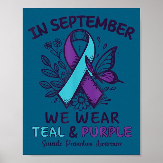 In September We Wear Teal Purple Ribbon Suicide Pr ポスター (正面)