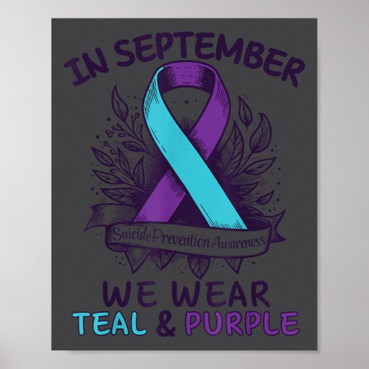 In September We Wear Teal Purple Ribbon Suicide Pr ポスター (正面)