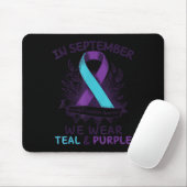 In September We Wear Teal Purple Ribbon Suicide Pr マウスパッド (マウス)