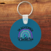 In September Wear Teal And Purple Rainbow Suicide  キーホルダー (正面)