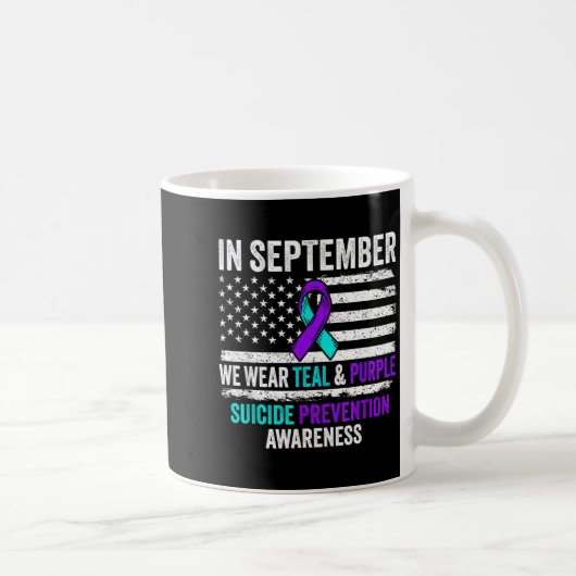In September Wear Teal Purple Suicide Prevention A コーヒーマグカップ (右)