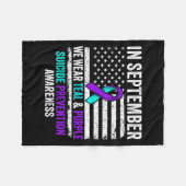 In September Wear Teal Purple Suicide Prevention A フリースブランケット (正面(横))