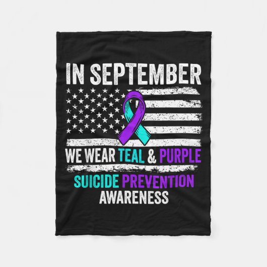 In September Wear Teal Purple Suicide Prevention A フリースブランケット (正面)