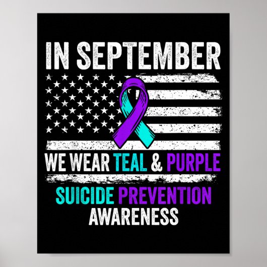 In September Wear Teal Purple Suicide Prevention A ポスター (正面)