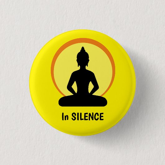 In SILENCE Meditation & Buddha (Vipassana) 缶バッジ (正面)