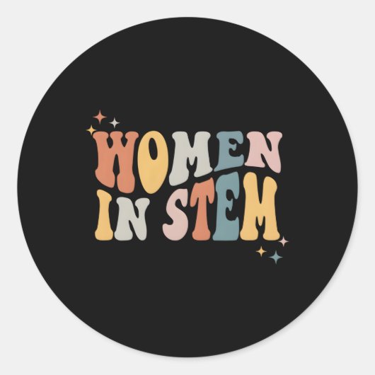 In Stem Steminist Science Female Engineer Tech ラウンドシール (正面)