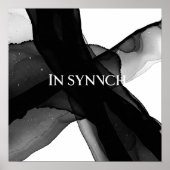 「In Synch」白黒抽象芸術枠のウォールアート ポスター (正面)