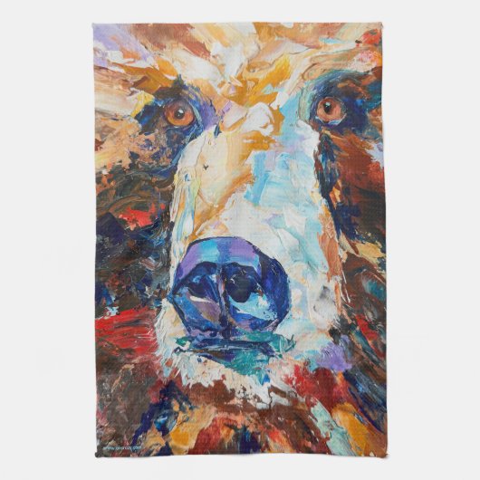 In the Bear's Gaze kitchen towel キッチンタオル (縦)