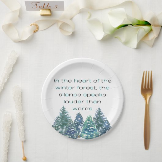 In The Heart Of The Winter Forest ペーパープレート (ウェディング)
