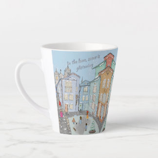 "In the lane, snow is glistening" cute winter mug カフェラテマグ