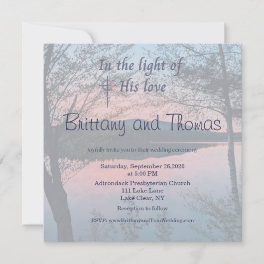 In the Light of His Love Photo Wedding Invitation 招待状 (正面)