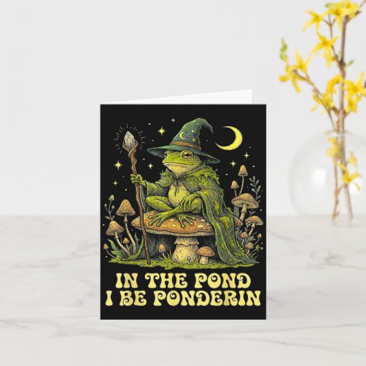 In The Nd I Be Nderin Funny Wise Frog Wizard Meme  カード (黄色い花)