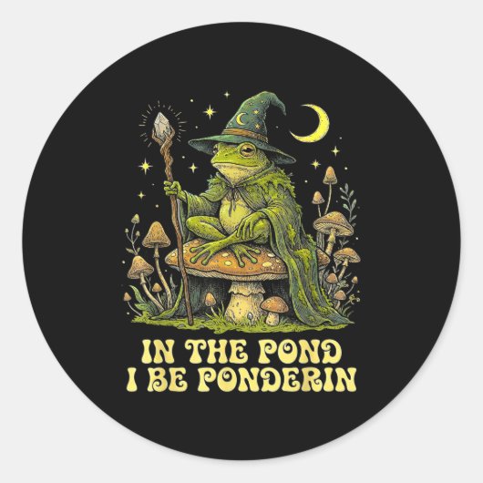 In The Nd I Be Nderin Funny Wise Frog Wizard Meme  ラウンドシール (正面)