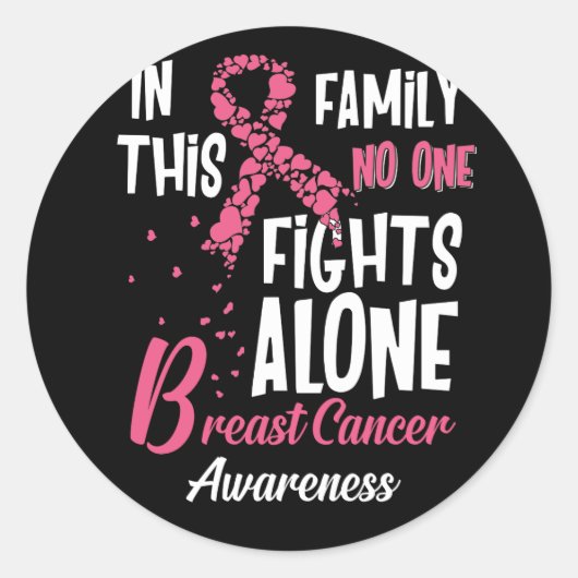 In This Family No On Fights Alone Breast Cancer ラウンドシール (正面)