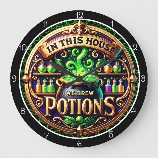 In This House Brew Potions ラージ壁時計 (正面)