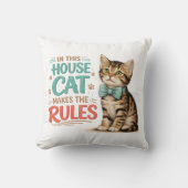 "In This House Cat Makes The Rules" Cute Kitten  クッション (正面)
