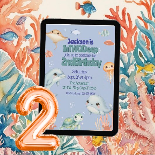 In TWO Deep, Blue Under the Sea 2nd Birthday 招待状