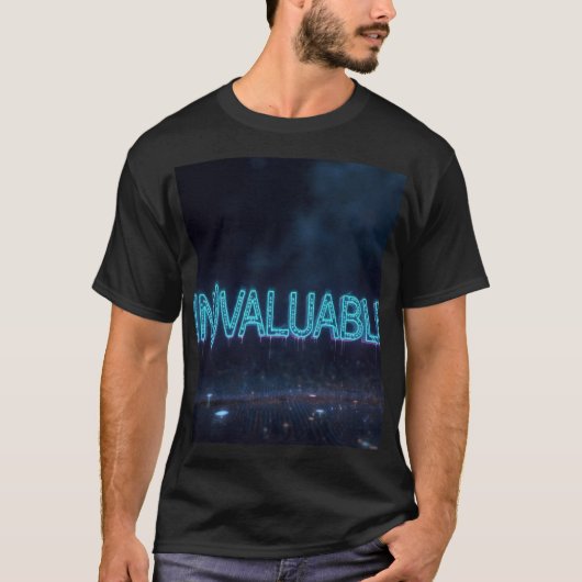 (IN)VALUABLE ネオンシアン テックフォント Tシャツ | Y (正面)