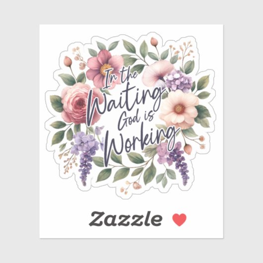 In Waiting God is Working Floral Christian  シール (シート)