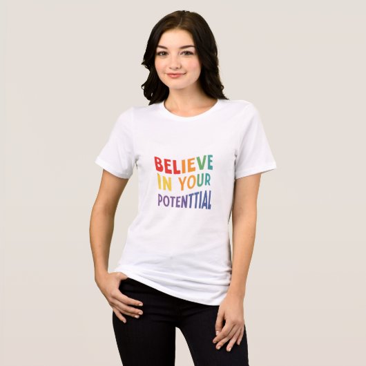 "In Your Potensible"と表示さ信じれた女子Tシャツ トライブレンドTシャツ (正面全面)