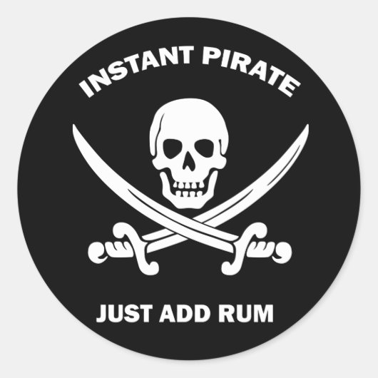 Inatant Pirate追加Rumブラックステッカー ラウンドシール (正面)