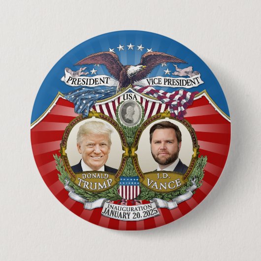 Inauguration Victory - Donald Trump JD Vance 缶バッジ (正面)