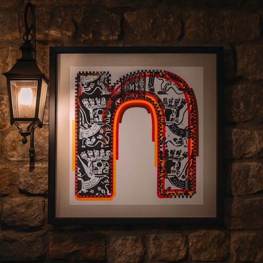 Inca Letter N Artistic Lettering Poster ポスター