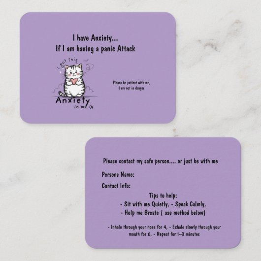 Incase of a Panic Attack Business Card 名刺 (正面/裏面)