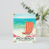 Inch Beach, アン・ダインガン - アイルランド旅行ポスター ポストカード (スタンド正面)
