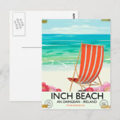 Inch Beach, アン・ダインガン - アイルランド旅行ポスター ポストカード (正面/裏面)