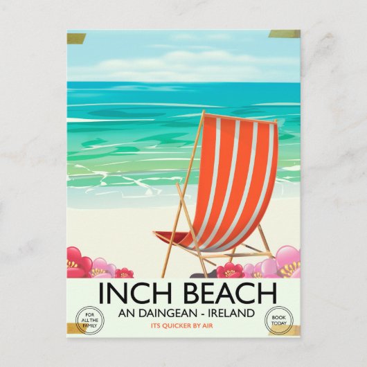 Inch Beach, アン・ダインガン - アイルランド旅行ポスター ポストカード (正面)