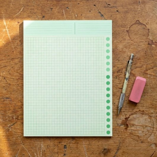 (Inch Ruled Squared) Green Blank Grid Graph Paper ノートパッド