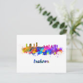 Incheon skyline in watercolor ポストカード (スタンド正面)
