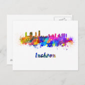 Incheon skyline in watercolor ポストカード (正面/裏面)