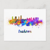 Incheon skyline in watercolor ポストカード (正面)