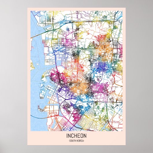Incheon South Korea City Map ポスター (正面)