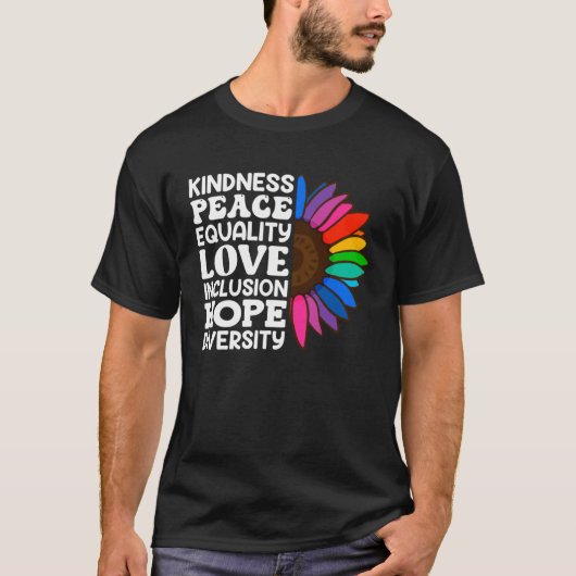 Inclusion Acceptance Kindness Solidarity Awareness Tシャツ (正面)