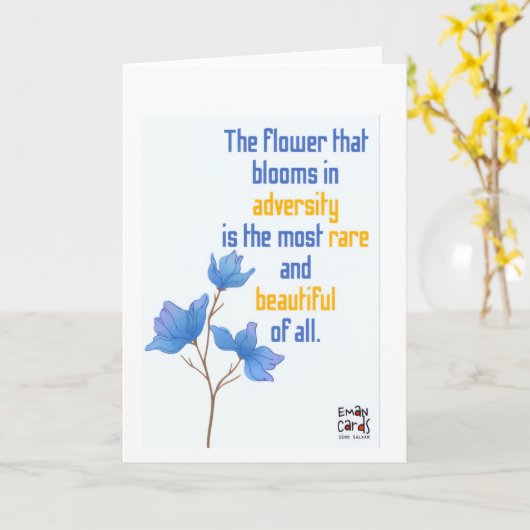 Inclusion for Down Syndrome - Blue Flowers カード (黄色い花)