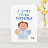 Inclusion for Down Syndrome - Cute Boy カード (黄色い花)