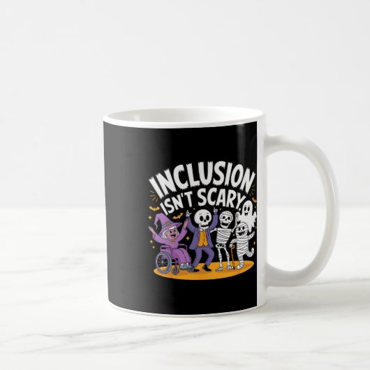 Inclusion Isn't Scary Teacher Skeleton Ghost Cute  コーヒーマグカップ (右)