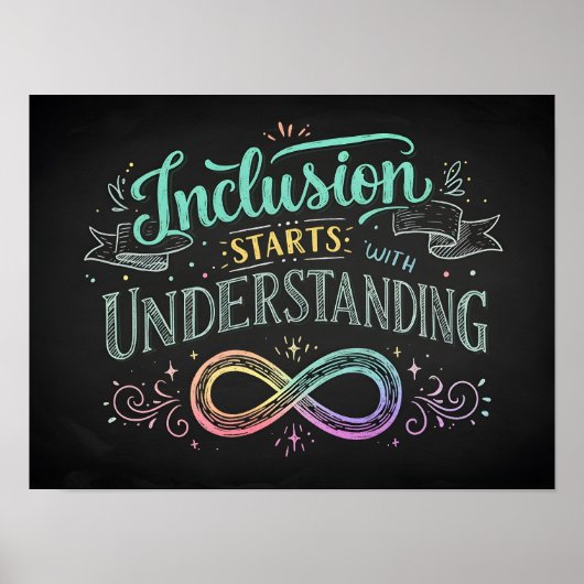 Inclusion Starts with Understanding Chalk Quote ポスター (正面)