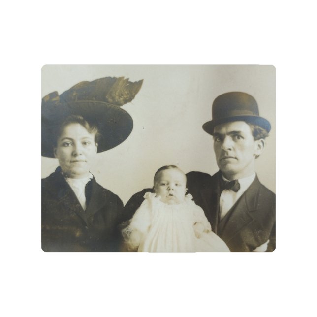 Incly Daddy inボウリングをする人、 クリケットの投手ファミリーRPPC B&W写真イメ メタルプリント (正面)