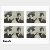 Incly Daddy inボウリングをする人、 クリケットの投手ファミリーRPPC B&W写真イメ 長方形シール (シート)