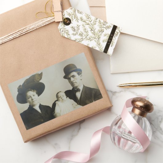 Incly Daddy inボウリングをする人、 クリケットの投手ファミリーRPPC B&W写真イメ 長方形シール (ギフト)